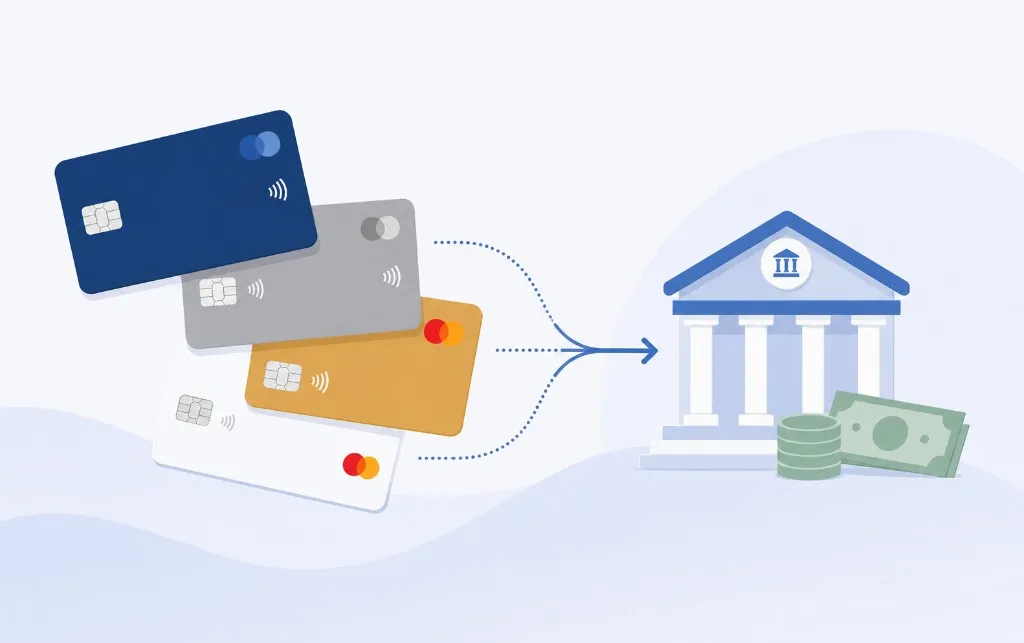 Refinansier kredittkort ved å samle flere kort i ett lån hos bank